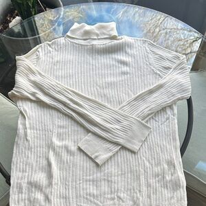 Talbots Cream Ribbed Turtleneck Sweater